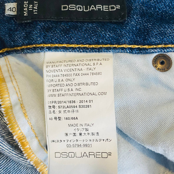 Dsquared2 Paint Splatter Skinny Jeans Size 40 Size 4 Medium Wash Rigid Denim - Picture 15 of 16